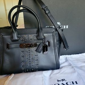 Coach, medium side navy blue purse